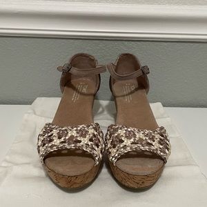 TOMS suede cork wedge sandals